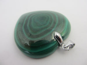 Malachite Heart Pendant Sterling Silver Bale Vintage c1980