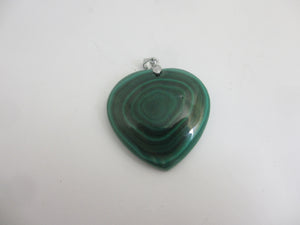 Malachite Heart Pendant Sterling Silver Bale Vintage c1980