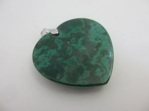 Malachite Heart Pendant Sterling Silver Bale Vintage c1980