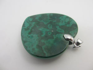 Malachite Heart Pendant Sterling Silver Bale Vintage c1980