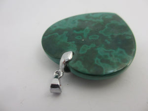 Malachite Heart Pendant Sterling Silver Bale Vintage c1980