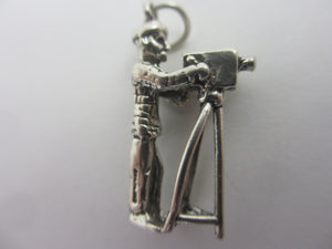 Rare Movie Camera Man Sterling Silver Vintage Charm or Pendant c1960