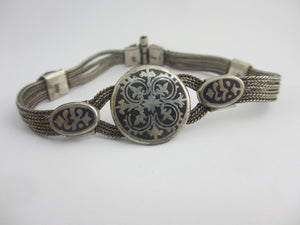 Niello Silver Bracelet Vintage Art Deco c1920