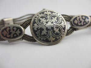 Niello Silver Bracelet Vintage Art Deco c1920