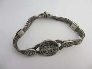 Niello Silver Bracelet Vintage Art Deco c1920