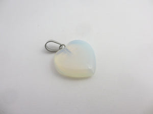 Opaline Stone Heart Pendant Sterling Silver Bale Vintage c1980