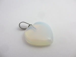 Opaline Stone Heart Pendant Sterling Silver Bale Vintage c1980
