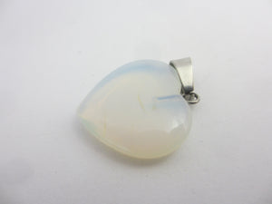 Opaline Stone Heart Pendant Sterling Silver Bale Vintage c1980