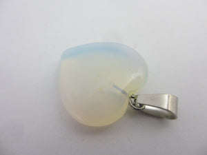 Opaline Stone Heart Pendant Sterling Silver Bale Vintage c1980