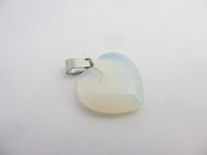 Opaline Stone Heart Pendant Sterling Silver Bale Vintage c1980