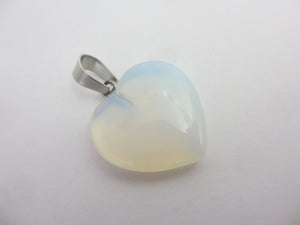 Opaline Stone Heart Pendant Sterling Silver Bale Vintage c1980