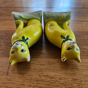 Rare Pair Staffordshire Pottery Cats Vintage