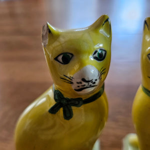 Rare Pair Staffordshire Pottery Cats Vintage