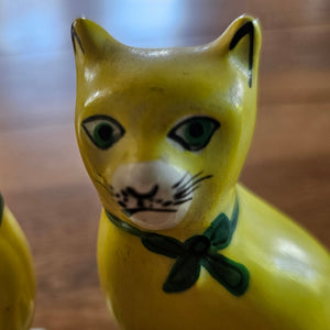 Rare Pair Staffordshire Pottery Cats Vintage