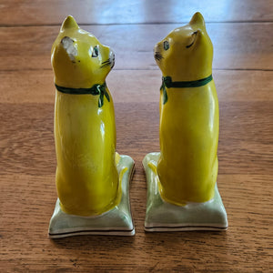 Rare Pair Staffordshire Pottery Cats Vintage