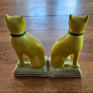 Rare Pair Staffordshire Pottery Cats Vintage