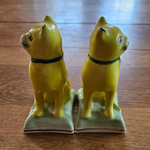 Rare Pair Staffordshire Pottery Cats Vintage