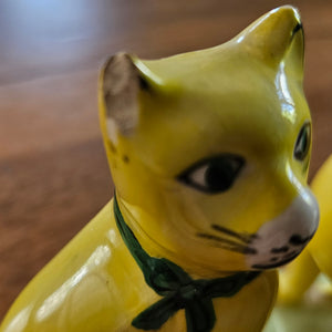 Rare Pair Staffordshire Pottery Cats Vintage