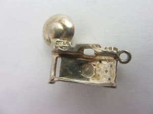 Pearl Flash Photo Camera Sterling Silver Charm or Pendant Vintage c1960