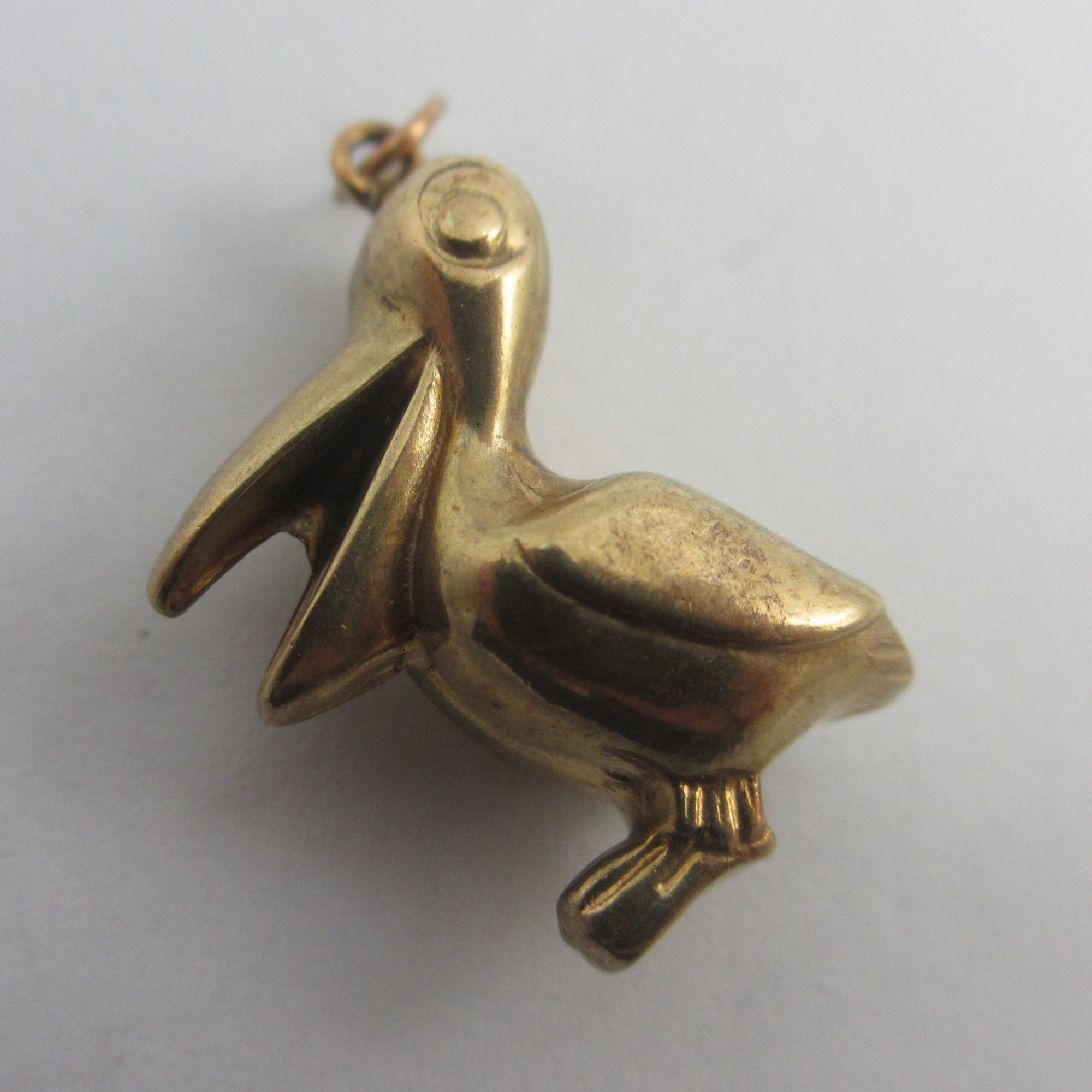 Pelican Bird Charm or Pendant English 9k Gold Vintage 1958