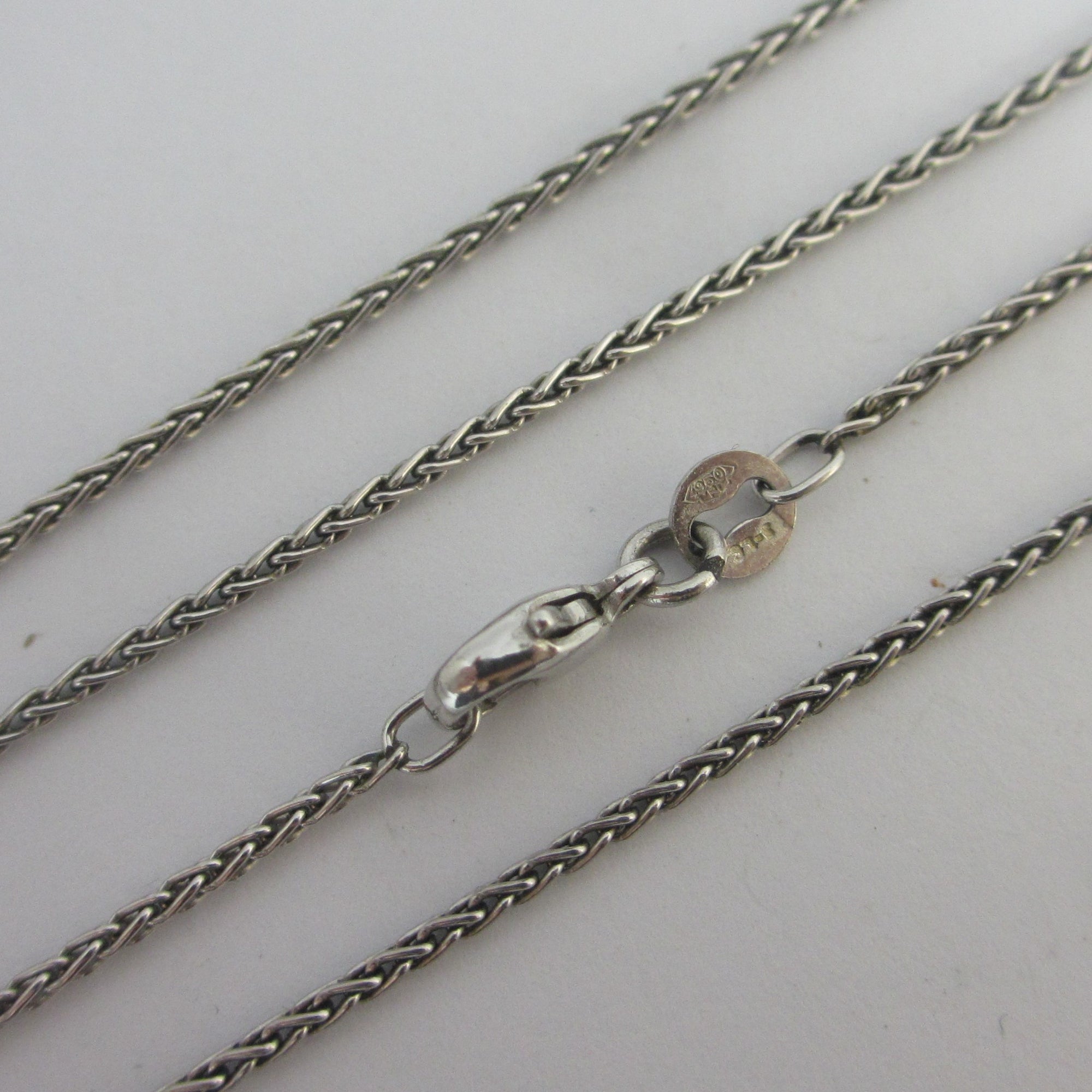 Platinum Spiga / Wheat Link Chain Necklace 40.8 cm / 16" Vintage