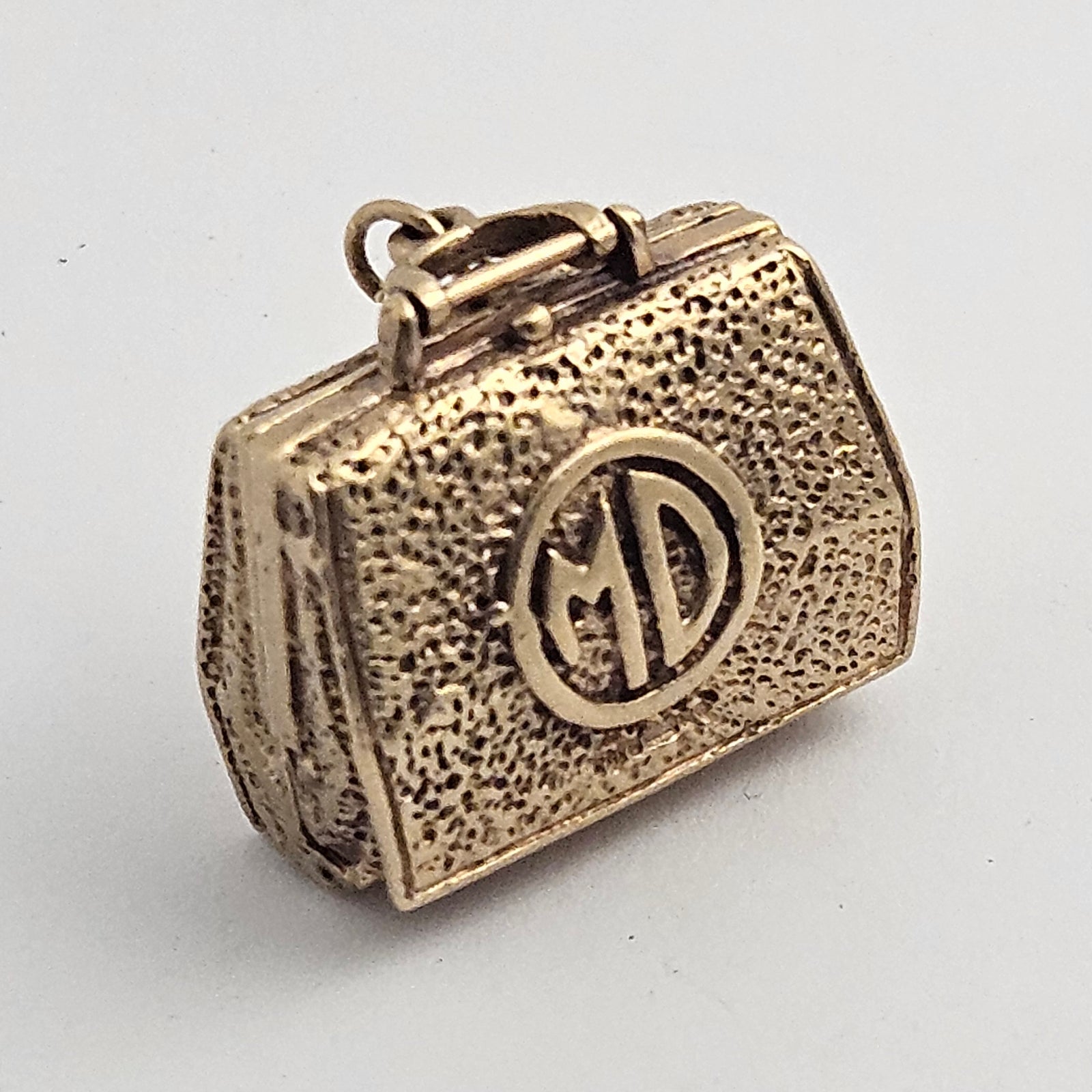 Rare Medicine Medical Doctor Bag Tools inside 9k Gold Charm or Pendant Vintage c1960