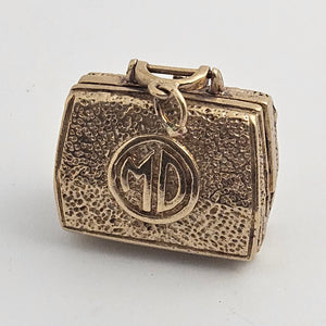 Rare Medicine Medical Doctor Bag Tools inside 9k Gold Charm or Pendant Vintage c1960