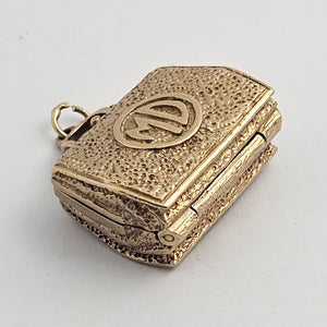 Rare Medicine Medical Doctor Bag Tools inside 9k Gold Charm or Pendant Vintage c1960