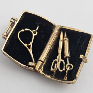 Rare Medicine Medical Doctor Bag Tools inside 9k Gold Charm or Pendant Vintage c1960