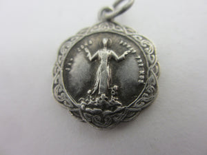Religious Madonna 930 Grade Silver Pendant Vintage Art Deco c1920
