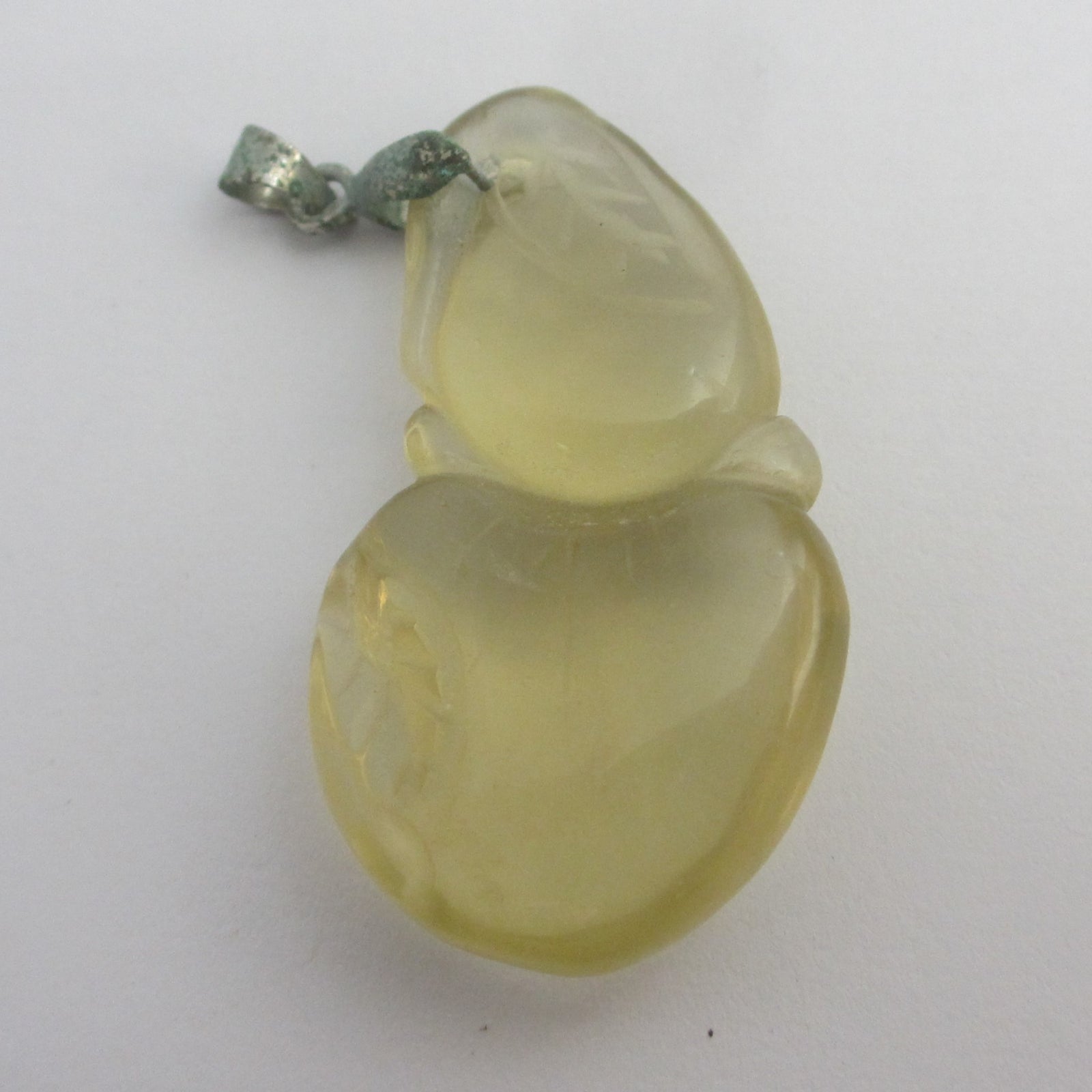 Rock Crystal Lucky Bean Pendant Vintage Art Deco c1920