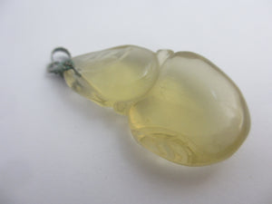 Rock Crystal Lucky Bean Pendant Vintage Art Deco c1920
