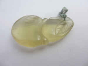 Rock Crystal Lucky Bean Pendant Vintage Art Deco c1920