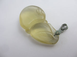 Rock Crystal Lucky Bean Pendant Vintage Art Deco c1920