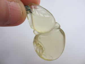Rock Crystal Lucky Bean Pendant Vintage Art Deco c1920