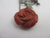 Carved Coral Rose Flower Pendant Necklace Vintage Art Deco c1920