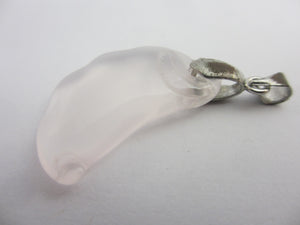 Rose Quartz Agate Lucky Bean Pendant Vintage Art Deco c1920