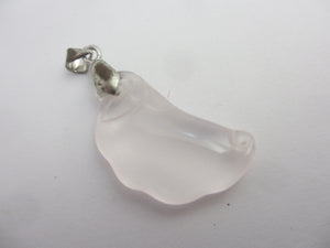 Rose Quartz Agate Lucky Bean Pendant Vintage Art Deco c1920