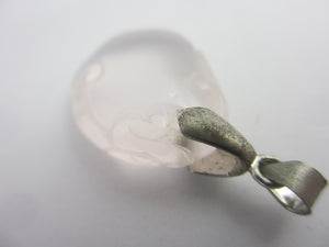 Rose Quartz Agate Lucky Bean Pendant Vintage Art Deco c1920