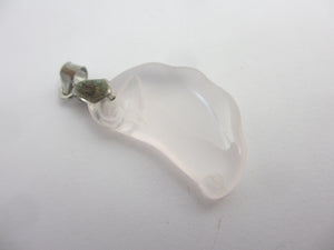 Rose Quartz Agate Lucky Bean Pendant Vintage Art Deco c1920
