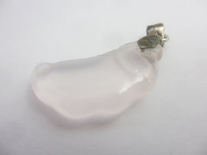 Rose Quartz Agate Lucky Bean Pendant Vintage Art Deco c1920