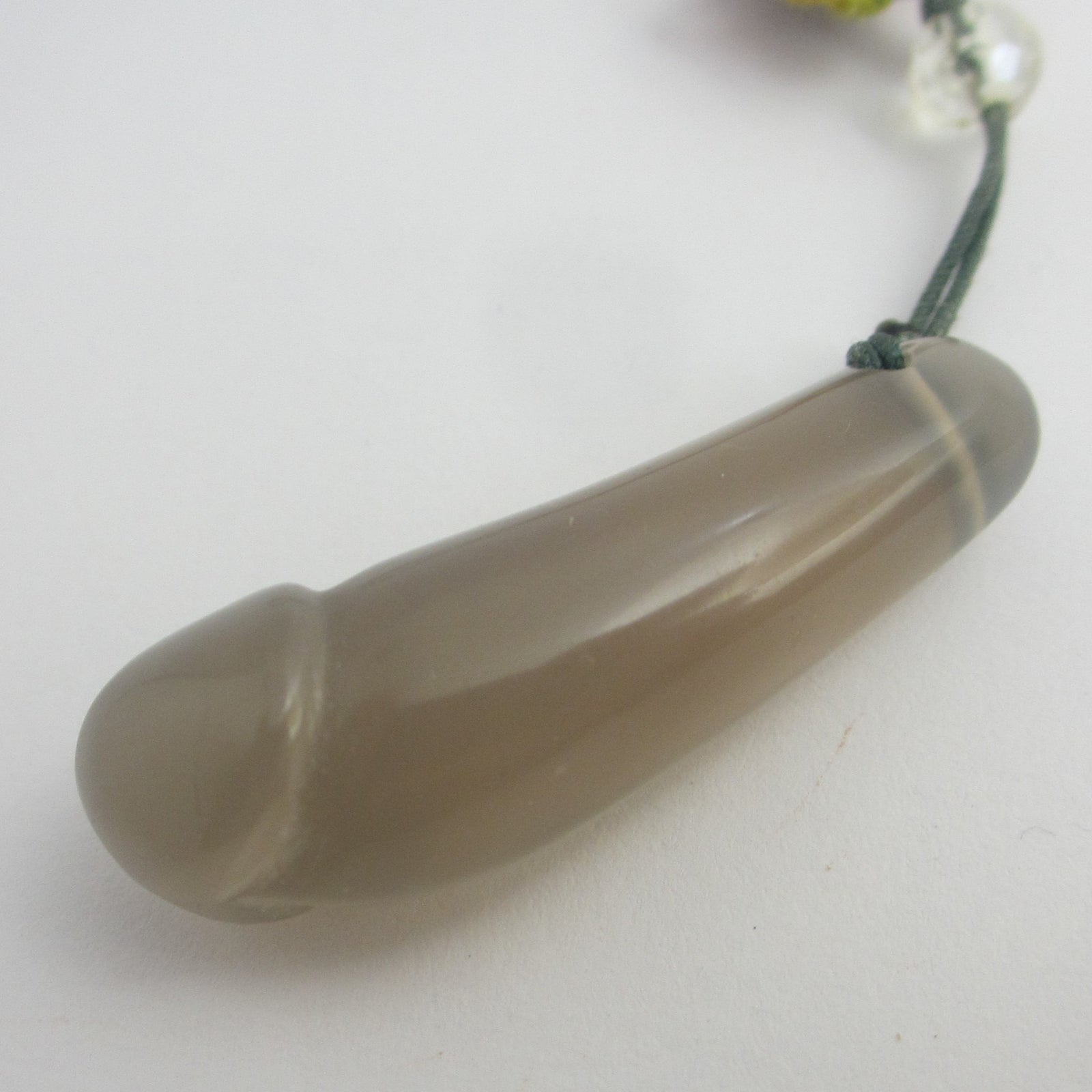 Rose Quartz Agate Male Phallus Pendant Fob Vintage Art Deco