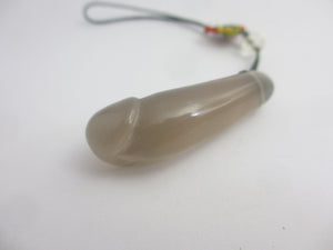 Rose Quartz Agate Male Phallus Pendant Fob Vintage Art Deco