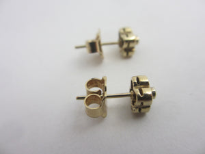 Sapphire and Diamond Daisy Flower Stud Earrings 9k Gold Vintage c1980