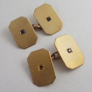Sapphire Spinel 9k Gold Cufflinks Vintage 1953