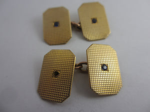 Sapphire Spinel 9k Gold Cufflinks Vintage 1953