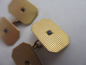 Sapphire Spinel 9k Gold Cufflinks Vintage 1953
