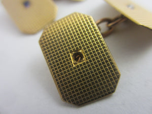 Sapphire Spinel 9k Gold Cufflinks Vintage 1953