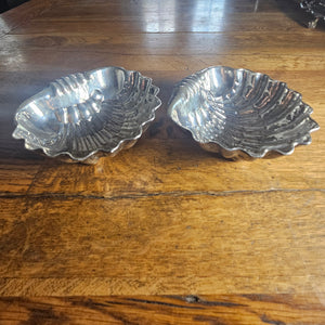 Pair of Sea Shell Serving Dishes Sterling Silver Vintage c1950