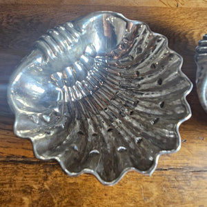 Pair of Sea Shell Serving Dishes Sterling Silver Vintage c1950